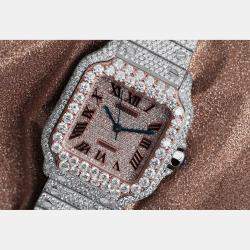 Cartier Customised Blue Diamond 18K Rose Gold Santos de Cartier WSSA0029 Automatic Men's Wristwatch 35.1 mm