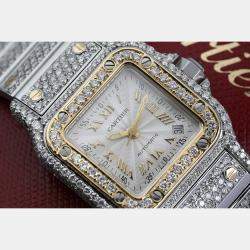 Cartier Customised Ivory Diamond 18K Yellow Gold Santos Galbee  Automatic Women's Wristwatch 24 MM