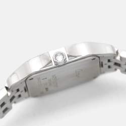 Cartier Silver 18k White Gold Diamond Santos Demoiselle WF9010YA Women's Wristwatch 26 mm