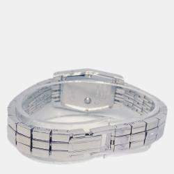 Cartier Silver 18k White Gold Diamond Laniere Tonneau Quartz Women's Wristwatch 18 mm