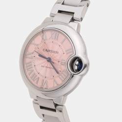 Pre Owned Cartier Pink Stainless Steel Blue Sapphire Ballon Bleu de Cartier W6920100 Women's Wristwatch 33mm