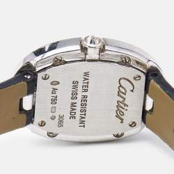 Cartier Silver 18K White Gold Diamond Satin Baignoire WB520027 Women's Wristwatch 25 mm