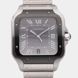 Cartier Grey Stainless Steel Santos De Cartier WSSA0037 Women's Wristwatch 39.8 mm