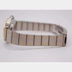 Cartier White Customised Diamond 18k Yellow Gold Stainless Steel Santos Octagon Automatic Women's Wristwatch 25 mm