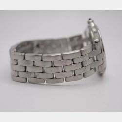 Cartier White Customised Diamond Stainless Steel Cougar Quartz Women's Wristwatch 33 mm