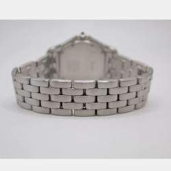 Cartier White Customised Diamond Stainless Steel Cougar Quartz Women's Wristwatch 33 mm