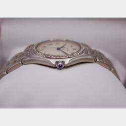 Cartier White Customised Diamond Stainless Steel Cougar Quartz Women's Wristwatch 33 mm