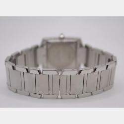 Cartier White Customised 1.40ct Diamond Stainless Steel Tank Francaise Automatic Women's Wristwatch 28 mm