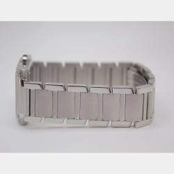 Cartier White Customised 1.40ct Diamond Stainless Steel Tank Francaise Automatic Women's Wristwatch 28 mm