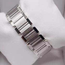 Cartier White Customised 1.40ct Diamond Stainless Steel Tank Francaise Automatic Women's Wristwatch 28 mm
