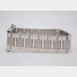 Cartier White Customised 0.75ct Diamond Stainless Steel Tank Solo Quartz Women's Wristwatch 27 mm