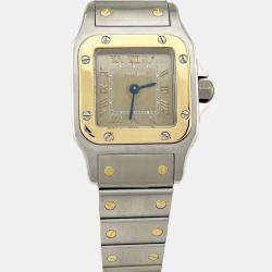 Cartier Bronze 18k Yellow Gold Stainless Steel Santos Galbee 1567 Quartz Women's Wristwatch 24 mm