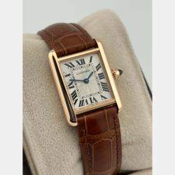 Cartier Silver 18K Rose Gold Tank Louis WGTA0010 Manual Winding Women's Wristwatch 22 mm
