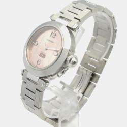 Cartier Pink Stainless Steel Pasha C W31058M7 Automatic Women's Wristwatch 35.5 mm