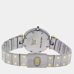 Cartier White 18k Yellow Gold Stainless Steel Santos Ronde 8191 Quartz Women's Wristwatch 27 mm
