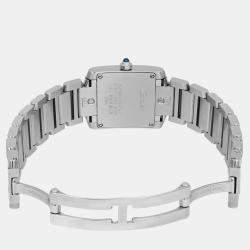 Cartier Black Stainless Steel Tank Francaise W51026Q3 Quartz Women's Wristwatch 20 mm