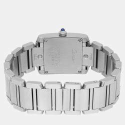 Cartier Black Stainless Steel Tank Francaise W51026Q3 Quartz Women's Wristwatch 20 mm