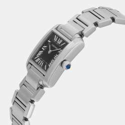 Cartier Black Stainless Steel Tank Francaise W51026Q3 Quartz Women's Wristwatch 20 mm