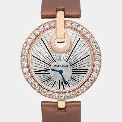 Cartier Silver 18k Rose Gold Captive De Cartier WG600011 Quartz Women's Wristwatch 35 mm