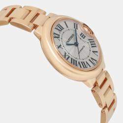 Cartier Silver 18k Rose Gold Ballon Bleu W6920096 Automatic Women's Wristwatch 33 mm