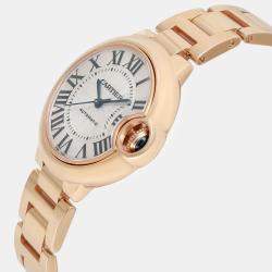 Cartier Silver 18k Rose Gold Ballon Bleu W6920096 Automatic Women's Wristwatch 33 mm