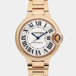 Cartier Silver 18k Rose Gold Ballon Bleu W6920096 Automatic Women's Wristwatch 33 mm