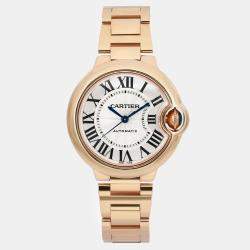 Cartier Silver 18k Rose Gold Ballon Bleu W6920096 Automatic Women's Wristwatch 33 mm