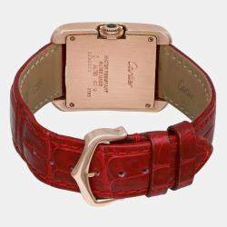 Cartier Silver 18k Rose Gold Tank Anglaise WJTA0009 Automatic Women's Wristwatch 26 mm