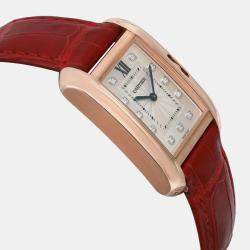 Cartier Silver 18k Rose Gold Tank Anglaise WJTA0009 Automatic Women's Wristwatch 26 mm