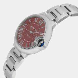 Cartier Red Stainless Steel Ballon Bleu 3489 Automatic Women's Wristwatch 33 mm