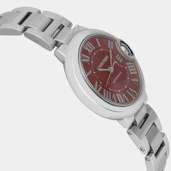 Cartier Red Stainless Steel Ballon Bleu 3489 Automatic Women's Wristwatch 33 mm