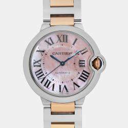 Cartier Pink MOP 18K Rose Gold Stainless Steel Ballon Bleu W6920033 Automatic Women's Wristwatch 36 mm
