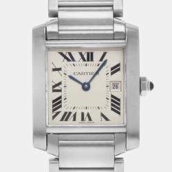 Pre Owned Cartier Silver Stainless Steel Tank Francaise W51011Q3 Quartz Women's Wristwatch 25 mm