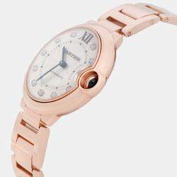 Cartier Silver 18k Rose Gold Ballon Bleu WE902026 Automatic Women's Wristwatch 36 mm