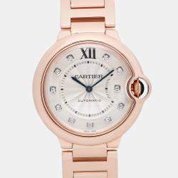 Cartier Silver 18k Rose Gold Ballon Bleu WE902026 Automatic Women's Wristwatch 36 mm