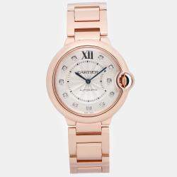 Cartier Silver 18k Rose Gold Ballon Bleu WE902026 Automatic Women's Wristwatch 36 mm