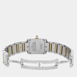 Cartier MOP 18K Rose Gold Stainless Steel Tank Francaise 2384 Quartz Women's Wristwatch 20 mm