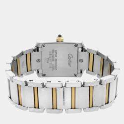 Cartier MOP 18K Rose Gold Stainless Steel Tank Francaise 2384 Quartz Women's Wristwatch 20 mm