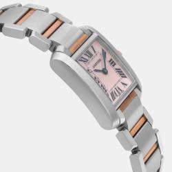 Cartier MOP 18K Rose Gold Stainless Steel Tank Francaise 2384 Quartz Women's Wristwatch 20 mm