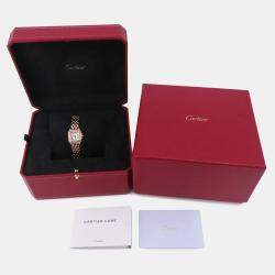 Cartier Silver 18k Rose Gold Panthere De Cartier WJPN0045 Quartz Women's Wristwatch 21 mm