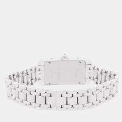 Pre Owned Cartier Tank Americaine WB7073L1 Quartz White Gold Silver Dial Women's Wristwatch 18mm