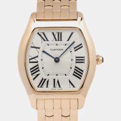 Cartier Silver 18K Rose Gold Tortue W1556366 Manual Winding Women's Wristwatch 31mm