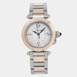 Cartier White 18K Yellow Gold Stainless Steel Pasha W2PA0008 Women's Wristwatch 35mm