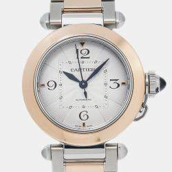Cartier White 18K Yellow Gold Stainless Steel Pasha W2PA0008 Women's Wristwatch 35mm