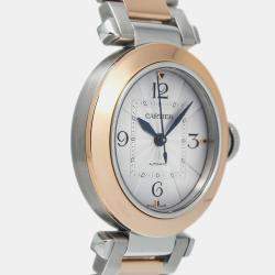 Cartier White 18K Yellow Gold Stainless Steel Pasha W2PA0008 Women's Wristwatch 35mm