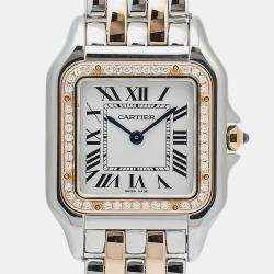 Cartier White 18K Rose Gold Stainless Steel Panthere W3PN0007 Quartz Women's Wristwatch 27mm