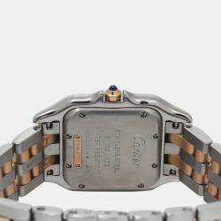 Cartier White 18K Rose Gold Stainless Steel Panthere W3PN0007 Quartz Women's Wristwatch 27mm
