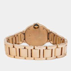 Cartier Silver 18K Rose Gold Diamonds Ballon Bleu WJBB0015 Quartz Women's Wristwatch 28mm