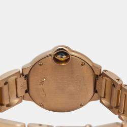 Cartier Silver 18K Rose Gold Diamonds Ballon Bleu WJBB0015 Quartz Women's Wristwatch 28mm