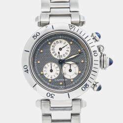Pre Owned Cartier Grey Stainless Steel Pasha W525395 Quartz Women's Wristwatch 35mm